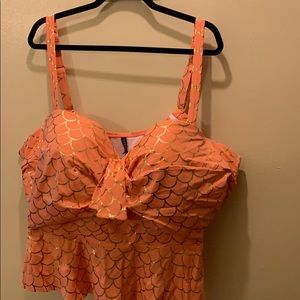 Peplum crop bathing suit top